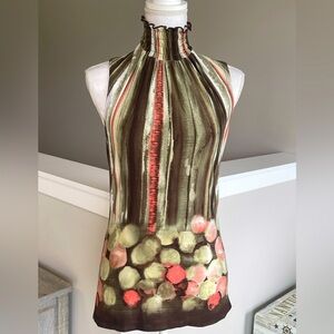 Multicolor Sleeveless High-Neck Top